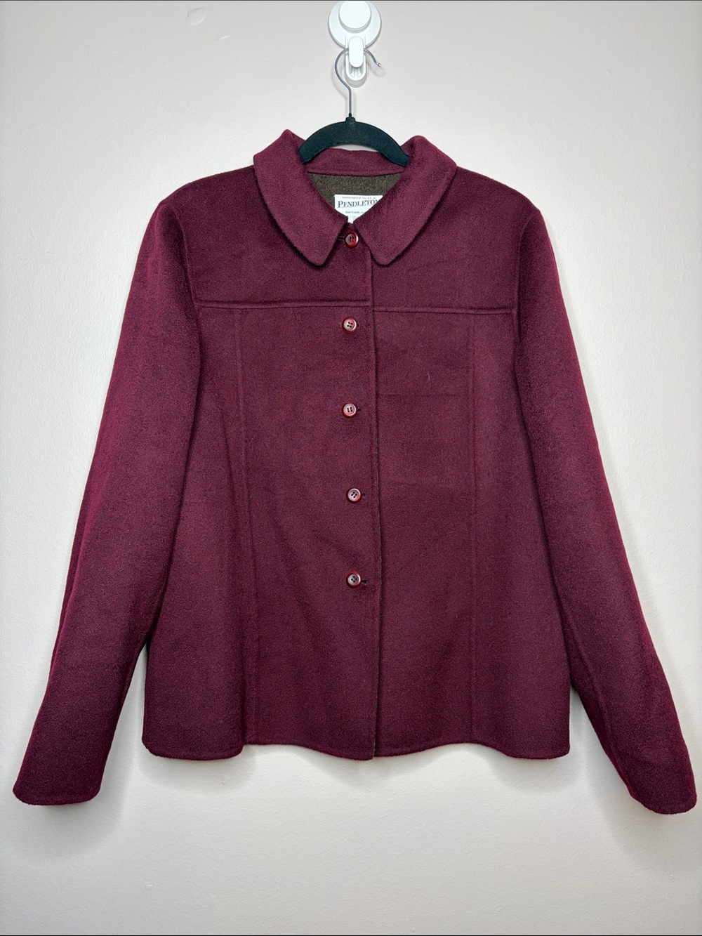 Pendleton Reversible 100% Merino Wool Jacket - Burgundy / Earthy Brown - Size L